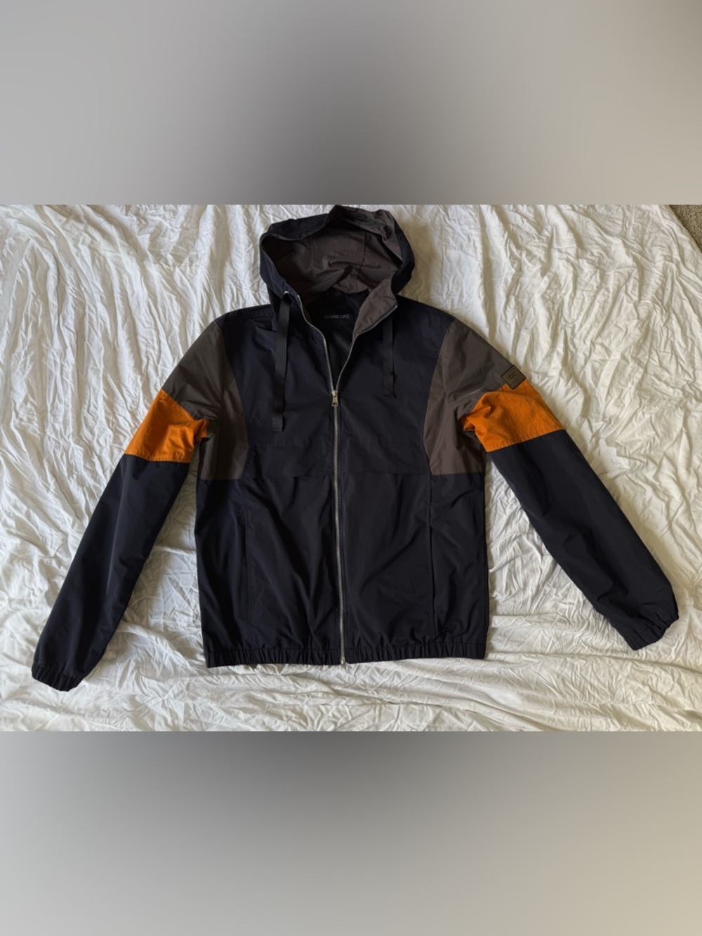 Gianni Lupo Men's Colorblock Hooded Jacket in Black, Brown & Orange